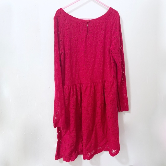 H&M Girls Red Lace Lined Dress Long Sleeves Size 8-10 yrs - Picture 3 of 6
